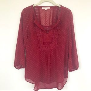 Daniel Rainn Red Embroidered Blouse